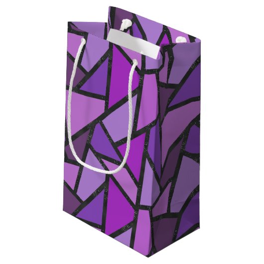 Petit Sac Cadeau Tons de vitrail violet motif (Dos Angle)