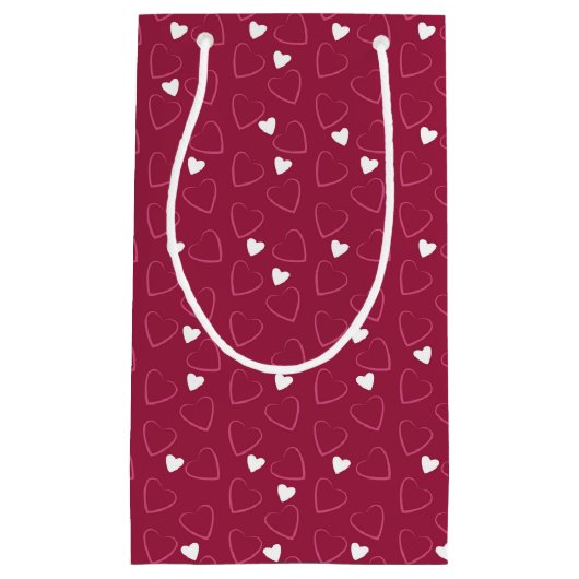 PETIT SAC CADEAU TONS ROUGE & ROSE VALENTINES JOUR COEURS (Devant)