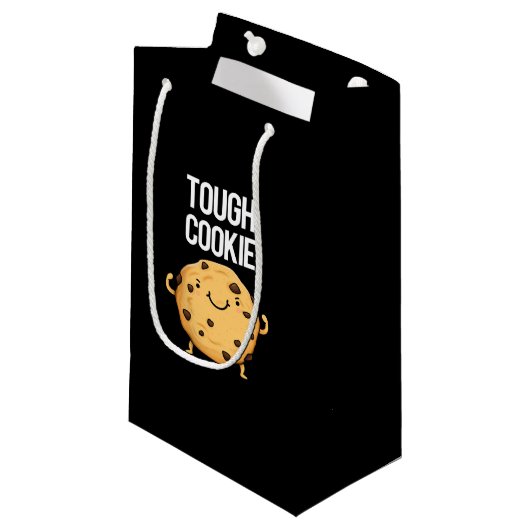 Petit Sac Cadeau Tough Cookie Funny Cookie Pun Dark BG (Devant Angle)