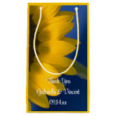 Petit Sac Cadeau Tournesol jaune sur Mariage Merci bleu (Devant)