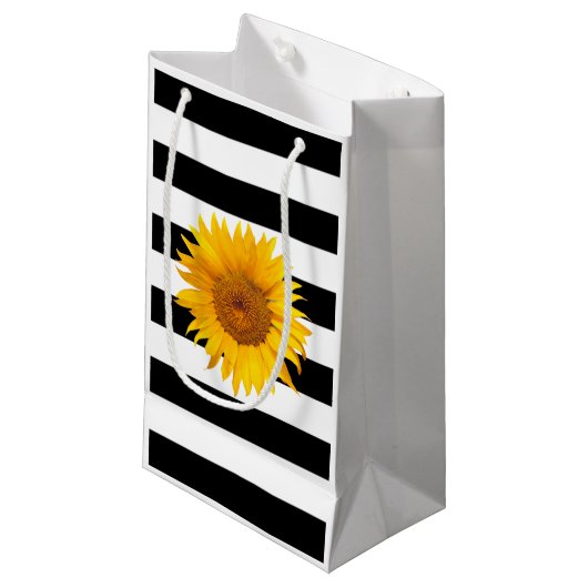 Petit Sac Cadeau Tournesol Moderne Grandes Noires & Blanches (Devant Angle)