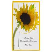 Petit Sac Cadeau Tournesol sur Merci Mariage blanc (Devant)