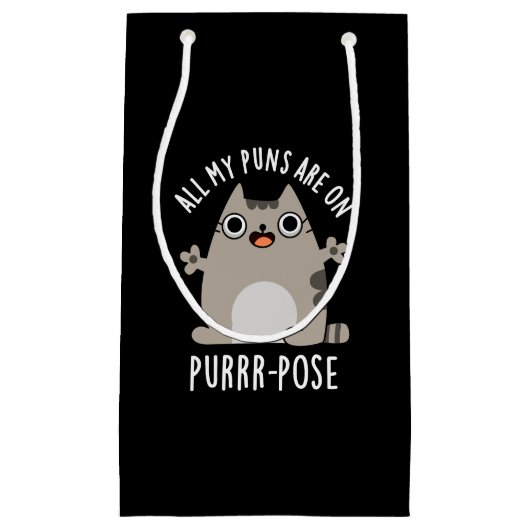 Petit Sac Cadeau Tous Mes Puns Sont Sur Purr-pose Drôle Pun Chat Da (Devant)