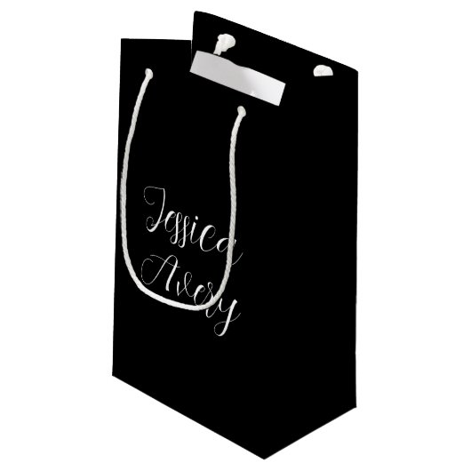 Petit Sac Cadeau Tout nom | Élégant script blanc modifiable sur noi (Dos Angle)