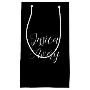 Petit Sac Cadeau Tout nom Élégant script blanc modifiable sur noi
