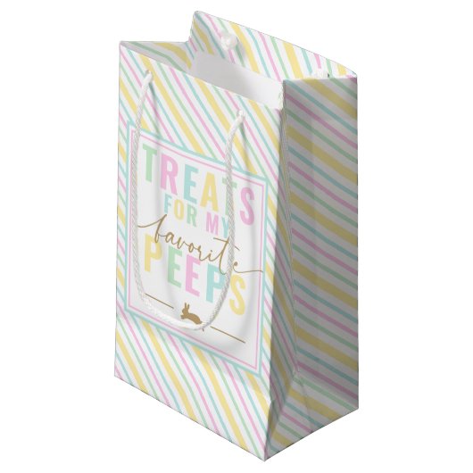 Petit Sac Cadeau Traitements Pour Mes Peeps Bunny Pâques Pastel Str (Devant Angle)