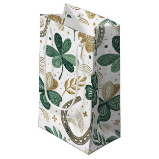 PETIT SAC CADEAU TRÈFLES IRLANDAIS CELTIQUES VERTS ET OR