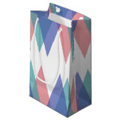Petit Sac Cadeau Triangles bleu et corail (Devant Angle)