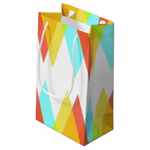 Petit Sac Cadeau Triangles jaunes, rouges et bleus cadets