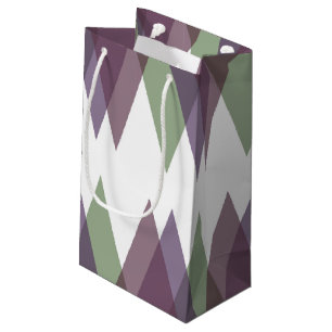 Petit Sac Cadeau Triangles mauve et vert