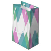 Petit Sac Cadeau Triangles rose et vert (Dos Angle)
