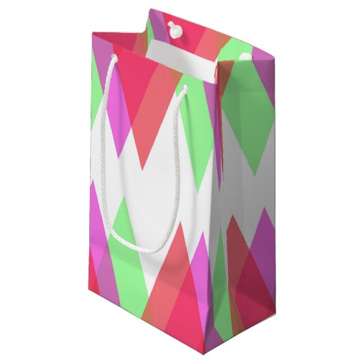 Petit Sac Cadeau Triangles rouge et vert (Devant Angle)