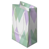 Petit Sac Cadeau Triangles vert et lilas (Devant Angle)