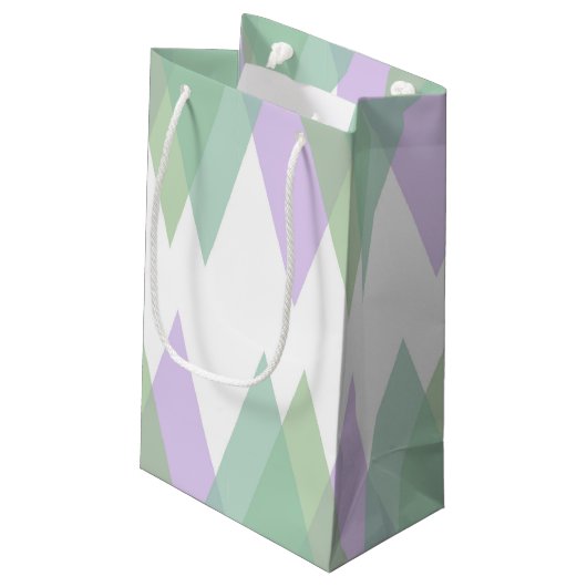 Petit Sac Cadeau Triangles vert et lilas (Dos Angle)