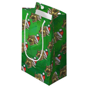 Petit Sac Cadeau Tricératops vert Noël