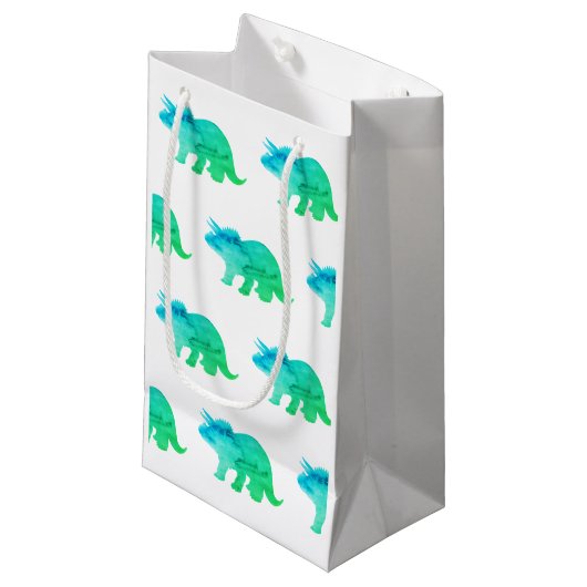 Petit Sac Cadeau Tricertops Dinosaur Peinture Motif Neon (Devant Angle)