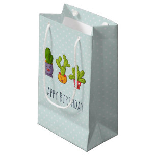 Petit Sac Cadeau Trois mignons cactus dans des pots de fleurs Amusa