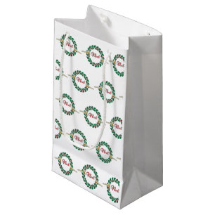 Petit Sac Cadeau Trompettes annonçant Noël : Couronne de Noël joyeu