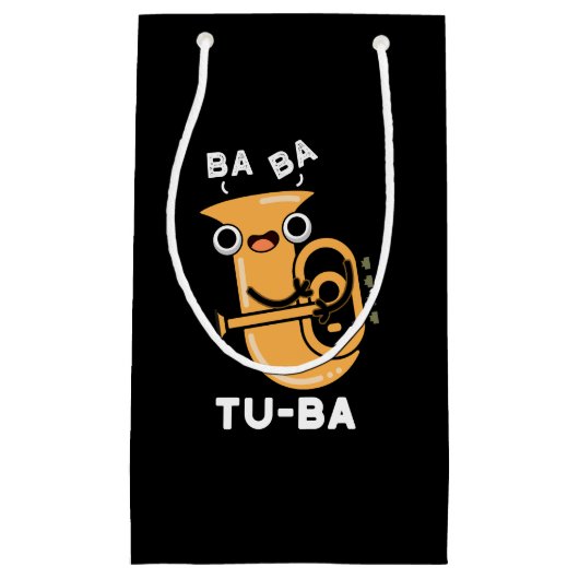 Petit Sac Cadeau Tu-ba Funny Tuba Puns Dark BG (Devant)