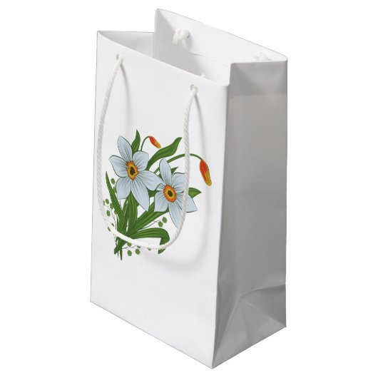 Petit Sac Cadeau Tulipes et jonquilles Fleurs (Dos Angle)