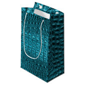 Petit Sac Cadeau turquoise alligator imprimé bleu aqua bleu (Devant Angle)