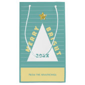 Petit Sac Cadeau Turquoise Minimalist Christmas Tree Name (Dos)