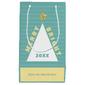 Petit Sac Cadeau Turquoise Minimalist Christmas Tree Name (Devant)
