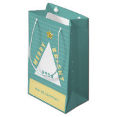 Petit Sac Cadeau Turquoise Minimalist Christmas Tree Name (Devant Angle)