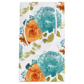 Petit Sac Cadeau Turquoise Orange Terracotta Boho Floral (Devant)