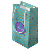 Petit Sac Cadeau Turquoise vert et mauve Étalons de sirène Monogram (Dos Angle)