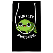 Petit Sac Cadeau Turtley Awesome Funky Turtle Pun Dark BG (Devant)