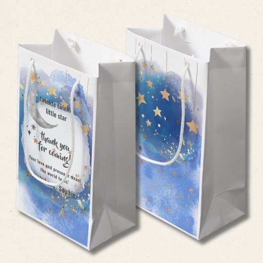 Petit Sac Cadeau Twinkle Twinkle Little Star, Blue And Gold