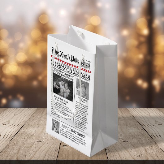 Petit Sac Cadeau Typographie de Noël Journal