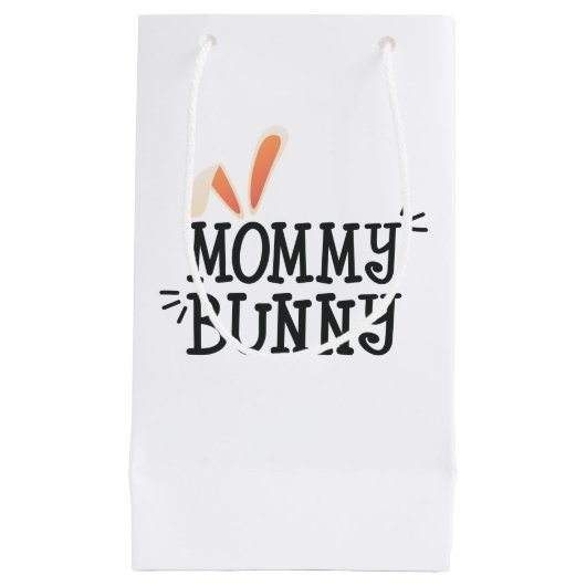 Petit Sac Cadeau Typographie de Pâques de lapin de maman simple | S (Devant)