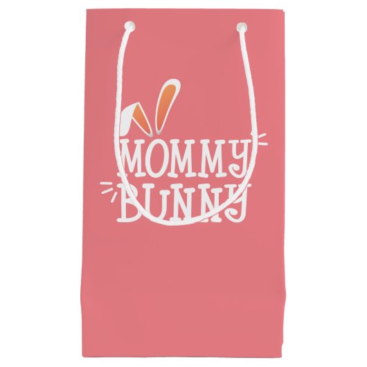 Petit Sac Cadeau Typographie de Pâques de lapin de maman simple | S (Devant)
