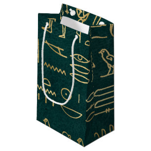 Petit Sac Cadeau Typographie hiéroglyphes égyptiens dorés Egypte