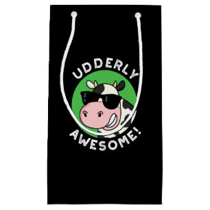 Petit Sac Cadeau Uderly Awesome Funny Cow Pun Dark BG