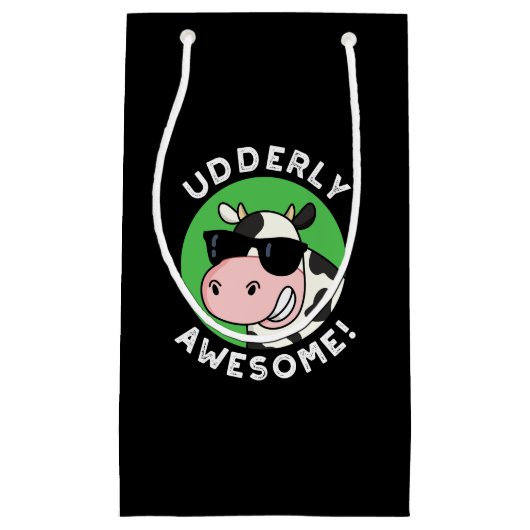 Petit Sac Cadeau Uderly Awesome Funny Cow Pun Dark BG (Devant)