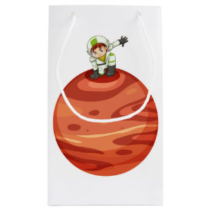 Petit Sac Cadeau Un astronaute sur la boîte-cadeau Mars en papier