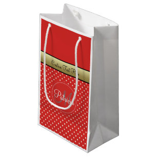Petit Sac Cadeau Un Pois rouge tomate Customisé, Ruban Or