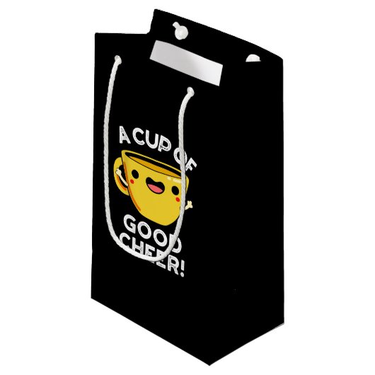 Petit Sac Cadeau Une Coupe Bon Joyeux Funny Tasse Pun Dark BG (Devant Angle)