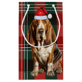 Petit Sac Cadeau Vacances Basset Hound Dog et Plaid Christmas (Dos)