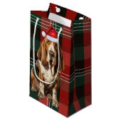 Petit Sac Cadeau Vacances Basset Hound Dog et Plaid Christmas (Devant Angle)