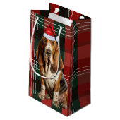 Petit Sac Cadeau Vacances Basset Hound Dog et Plaid Christmas (Dos Angle)