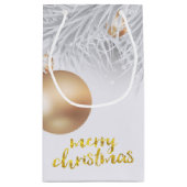 Petit Sac Cadeau Vacances, Boules de Noël, Branches de pins (Dos)