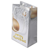 Petit Sac Cadeau Vacances, Boules de Noël, Branches de pins (Dos Angle)