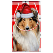 Petit Sac Cadeau Vacances Collie et Festive Fêtes Plaid Noël (Dos)
