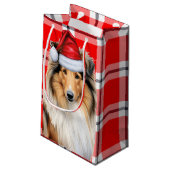 Petit Sac Cadeau Vacances Collie et Festive Fêtes Plaid Noël (Dos Angle)