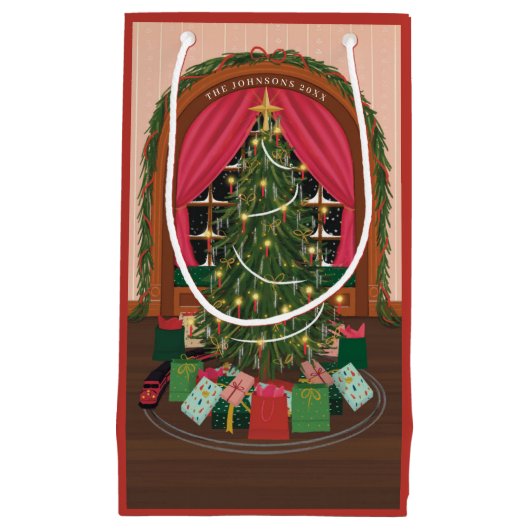 Petit Sac Cadeau Vacances de Noël victorienne (Devant)