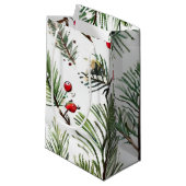 Petit Sac Cadeau Vacances Pine & Berries Rouge Design Woodland (Devant Angle)